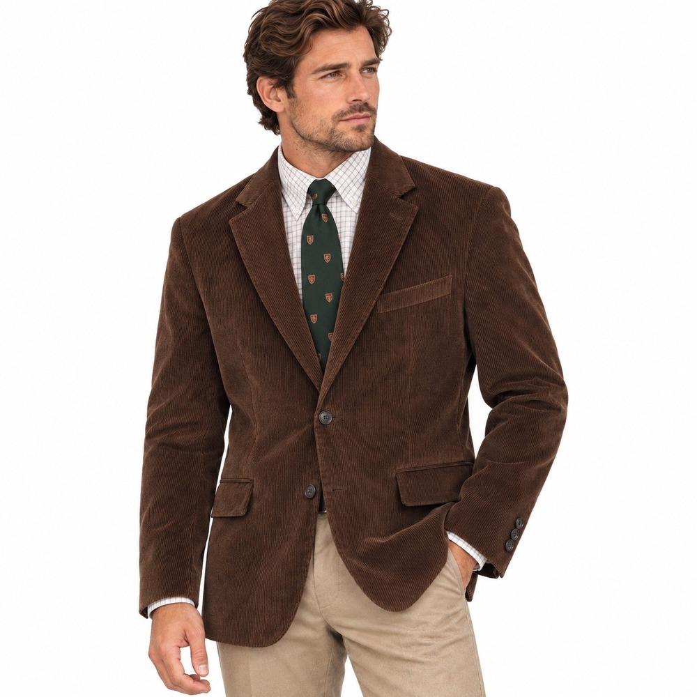 Banana Republic Cashmere Blend Corduroy Blazer 42S Brown Double Vent Academia